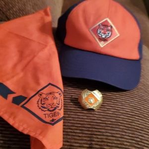 Cub scout Tiger neckerchief and neckerchief slide